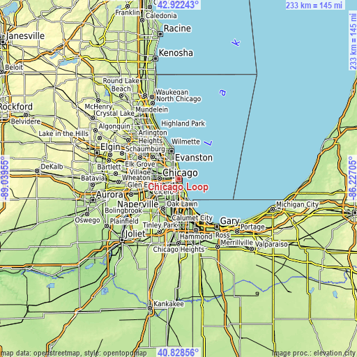 Topographic map of Chicago Loop