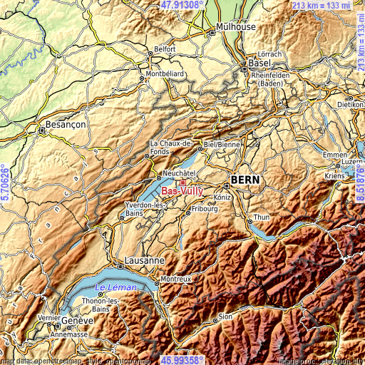 Topographic map of Bas-Vully