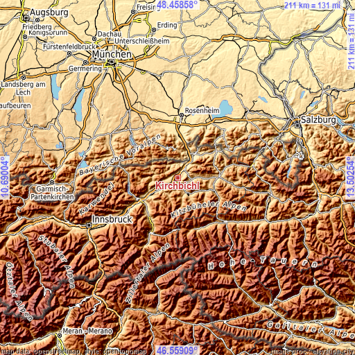 Topographic map of Kirchbichl