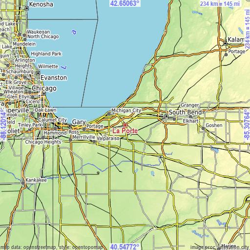 Topographic map of La Porte