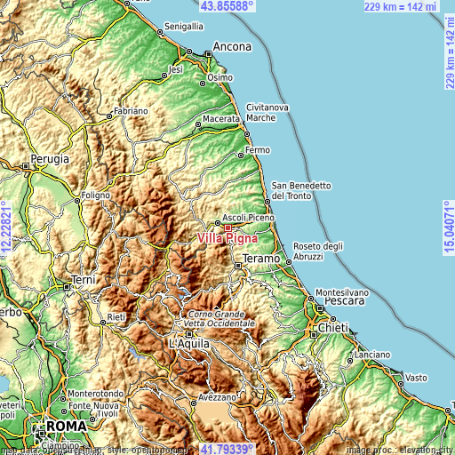 Topographic map of Villa Pigna