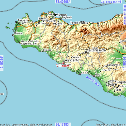 Topographic map of Villaseta