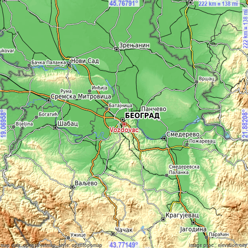 Topographic map of Voždovac