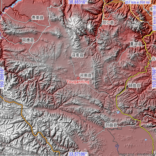 Topographic map of Youganning