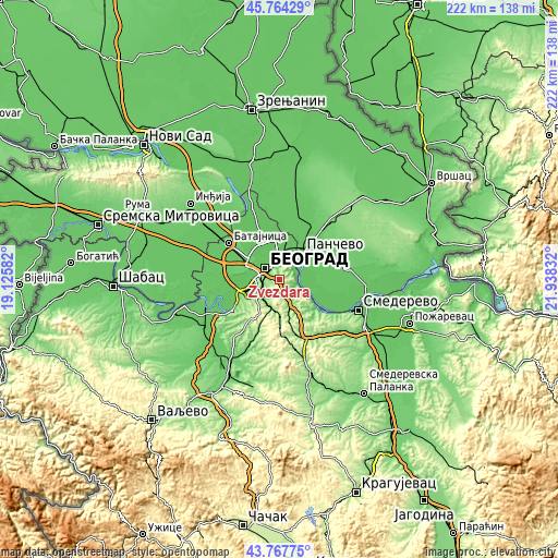 Topographic map of Zvezdara