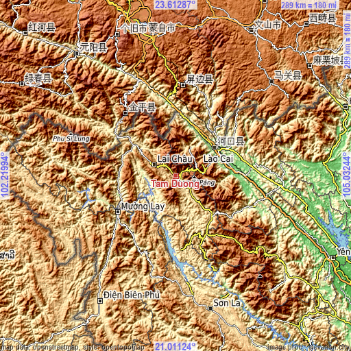 Topographic map of Tam Đường
