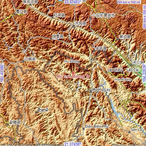 Topographic map of Thị Trấn Mường Tè