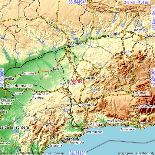 Topographic map of Moriles