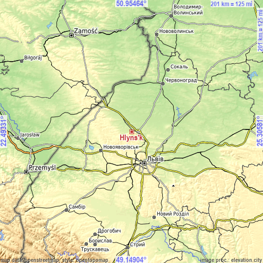 Topographic map of Hlyns'k