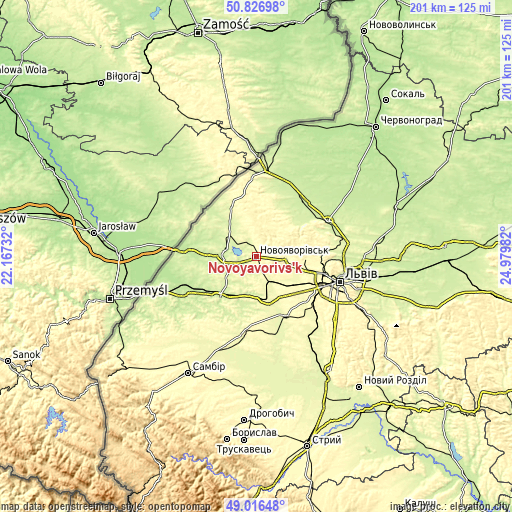 Topographic map of Novoyavorivs'k