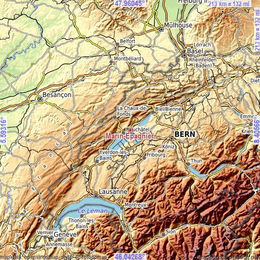 Topographic map of Marin-Epagnier