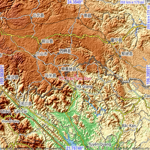 Topographic map of Thị Trấn Tam Sơn