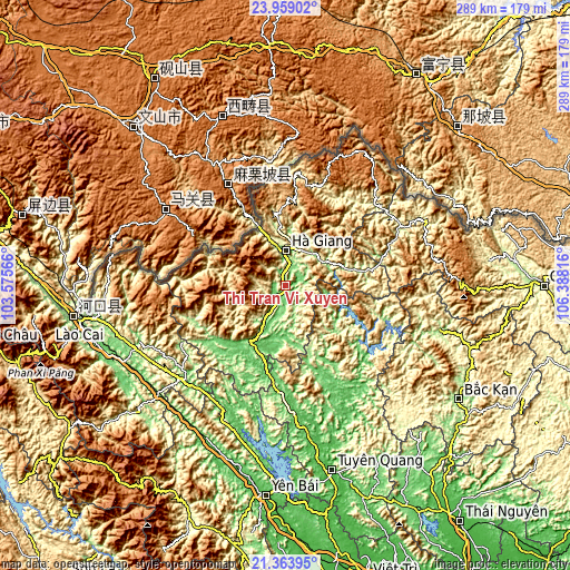 Topographic map of Thị Trấn Vị Xuyên