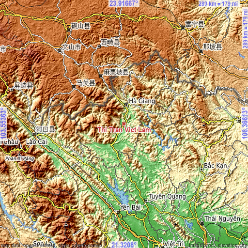 Topographic map of Thị Trấn Việt Lâm