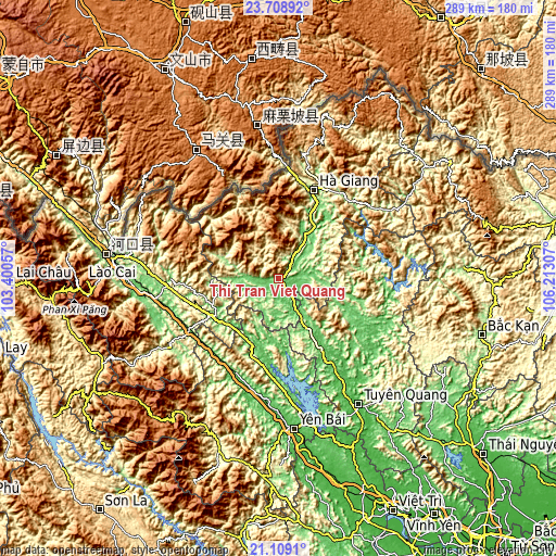 Topographic map of Thị Trấn Việt Quang