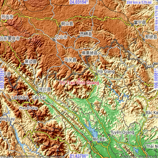 Topographic map of Thị Trấn Vinh Quang
