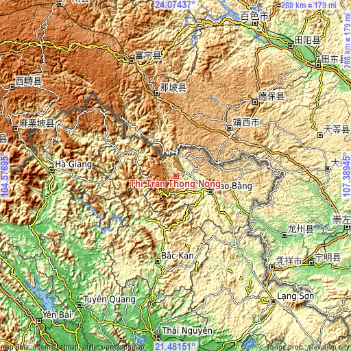 Topographic map of Thị Trấn Thông Nông