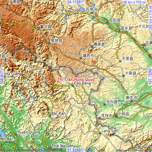 Topographic map of Thị Trấn Hùng Quốc