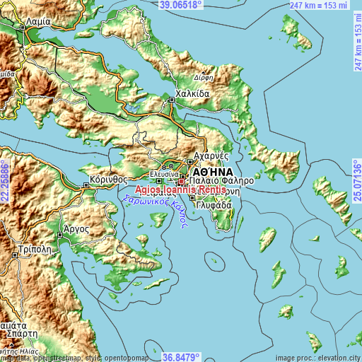 Topographic map of Agios Ioannis Rentis