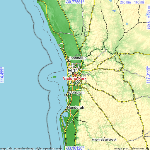 Topographic map of Victoria Park