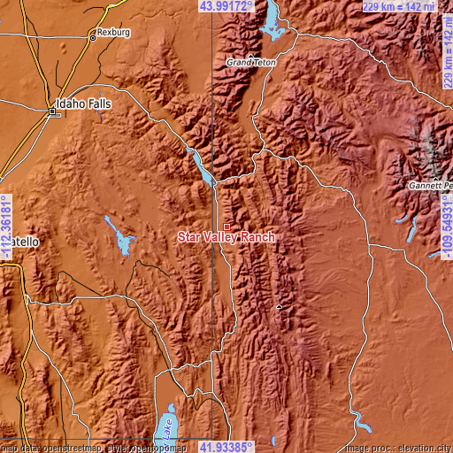 Topographic map of Star Valley Ranch