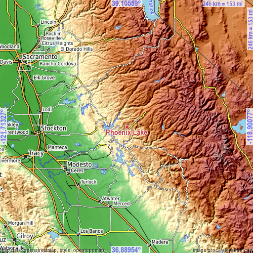 Topographic map of Phoenix Lake