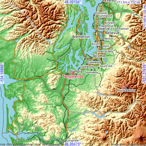 Topographic map of Tanglewilde