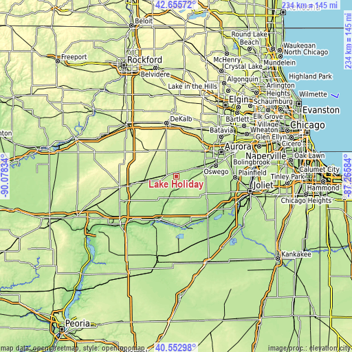 Topographic map of Lake Holiday