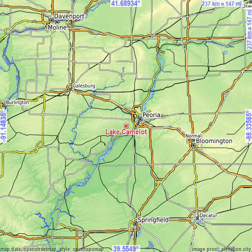 Topographic map of Lake Camelot