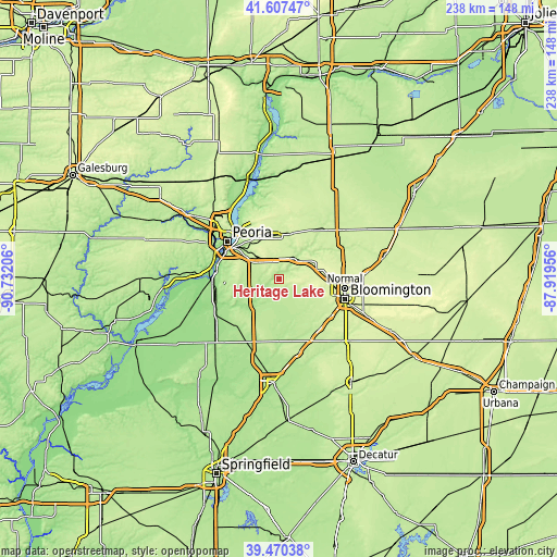 Topographic map of Heritage Lake