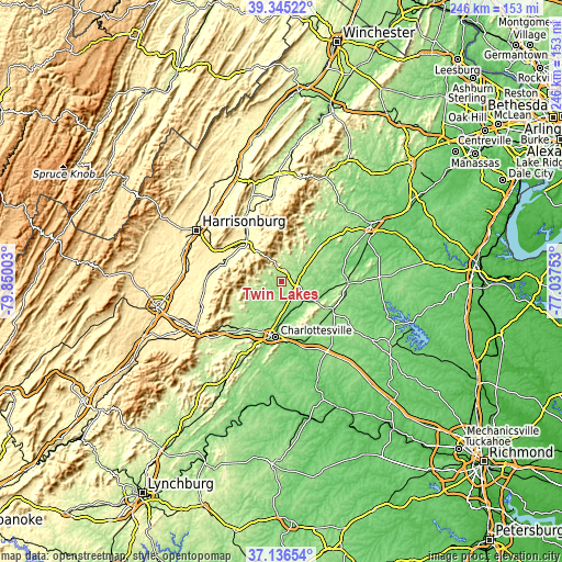 Topographic map of Twin Lakes