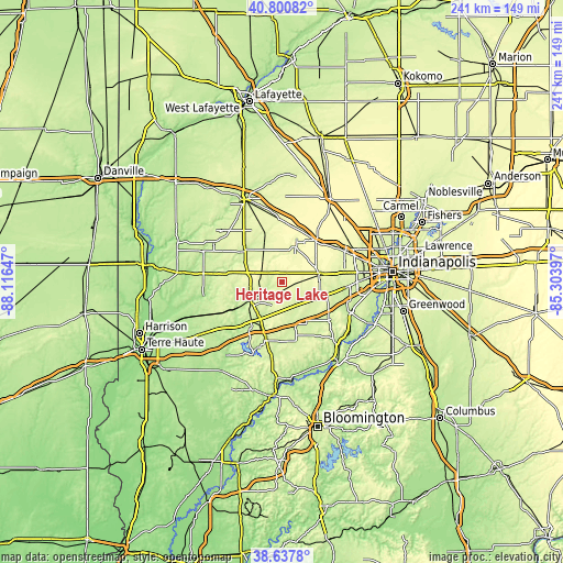 Topographic map of Heritage Lake