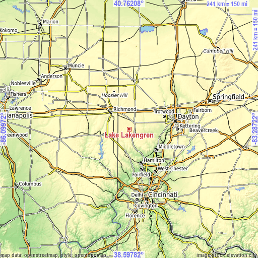 Topographic map of Lake Lakengren