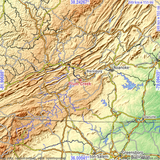 Topographic map of Plum Creek