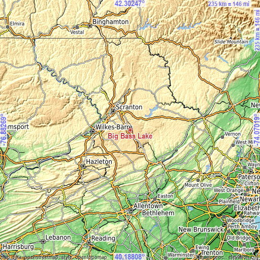 Topographic map of Big Bass Lake