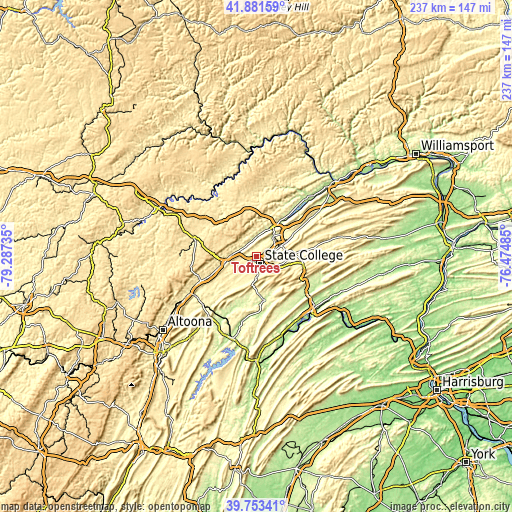 Topographic map of Toftrees