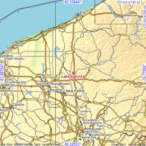 Topographic map of Lake Latonka