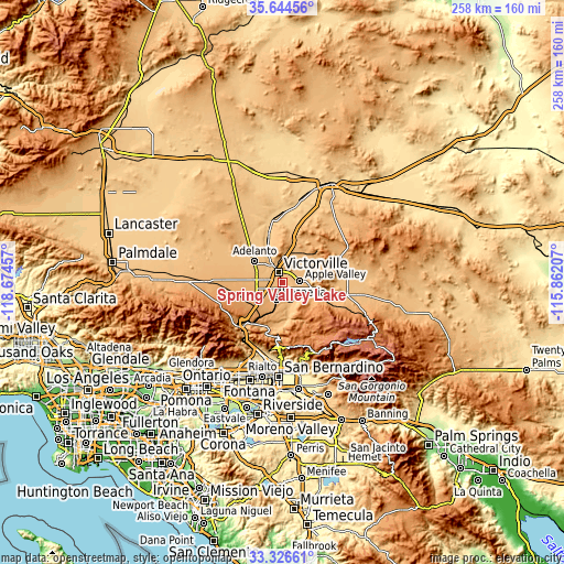 Topographic map of Spring Valley Lake