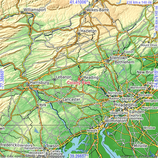 Topographic map of Colony Park