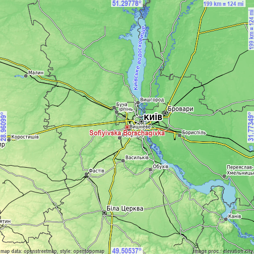 Topographic map of Sofiyivska Borschagivka