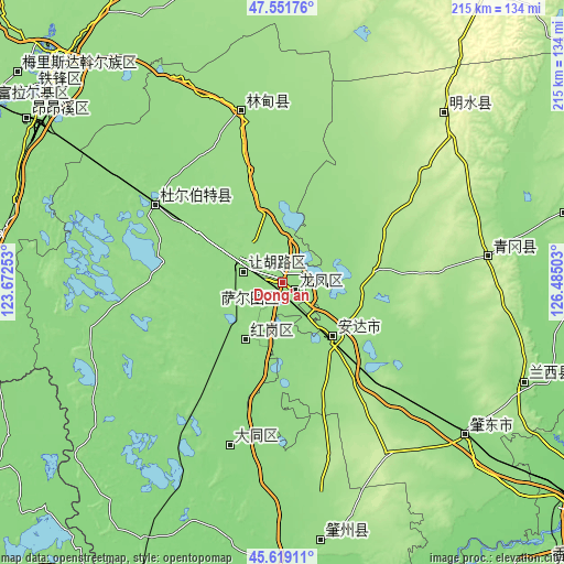 Topographic map of Dong’an