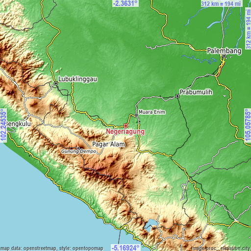 Topographic map of Negeriagung