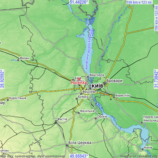 Topographic map of Horenka