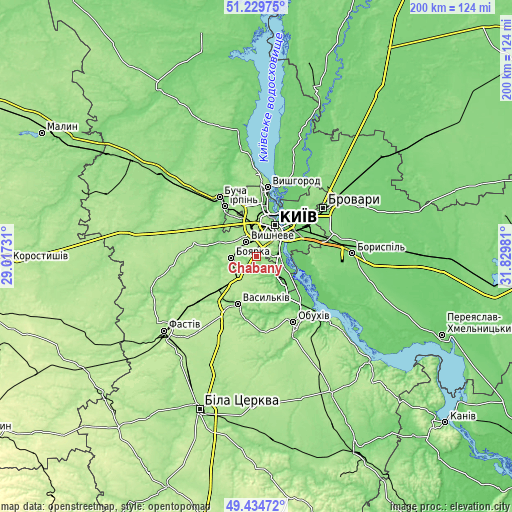 Topographic map of Chabany