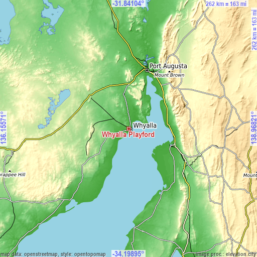 Topographic map of Whyalla Playford