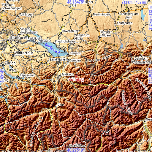 Topographic map of Sonntag