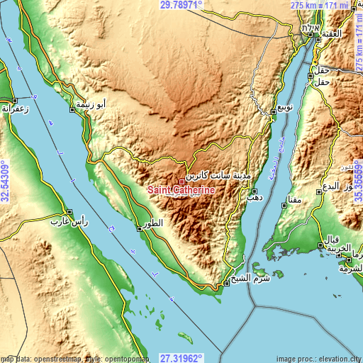 Topographic map of Saint Catherine
