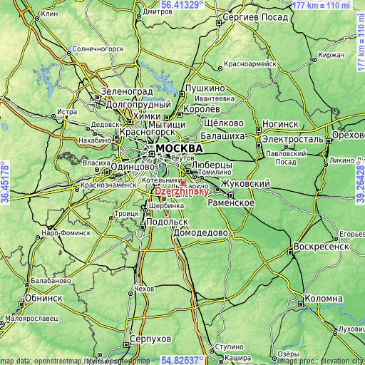 Topographic map of Dzerzhinsky