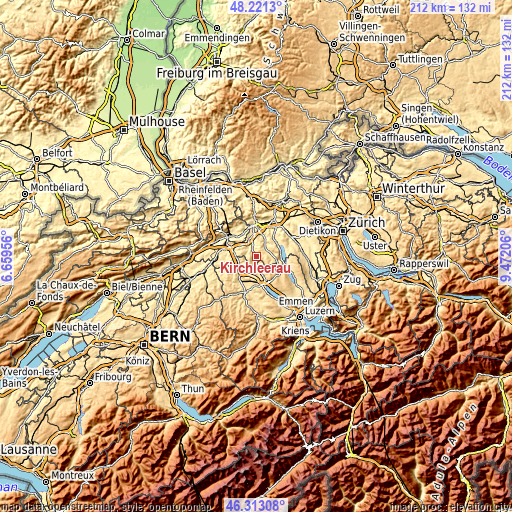 Topographic map of Kirchleerau