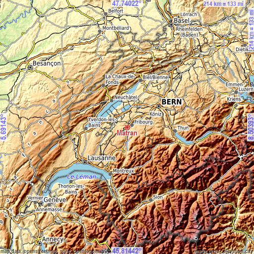 Topographic map of Matran